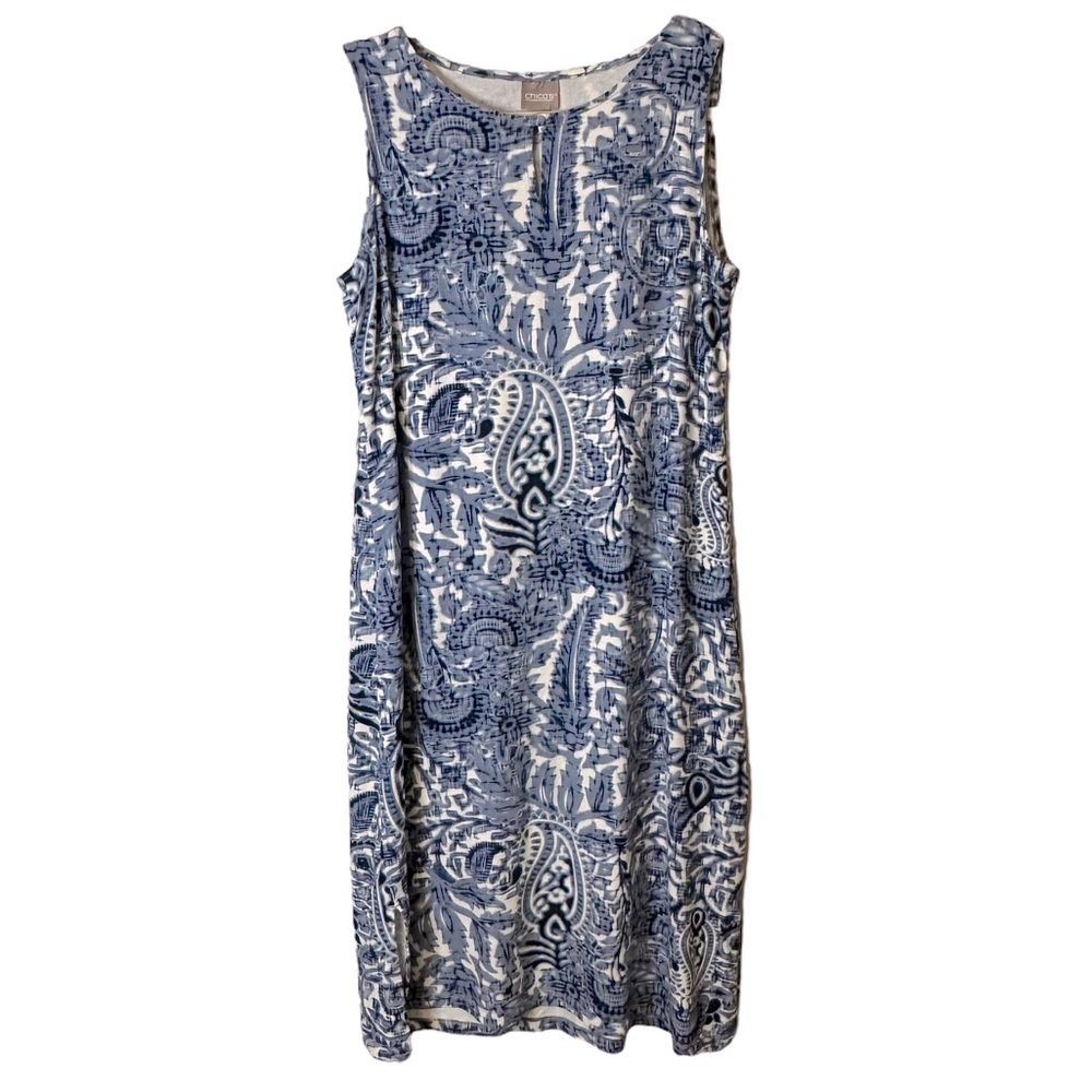 Chico’s Royal Oak Midi Dress Paisley‎ Coastal Resort Travel M